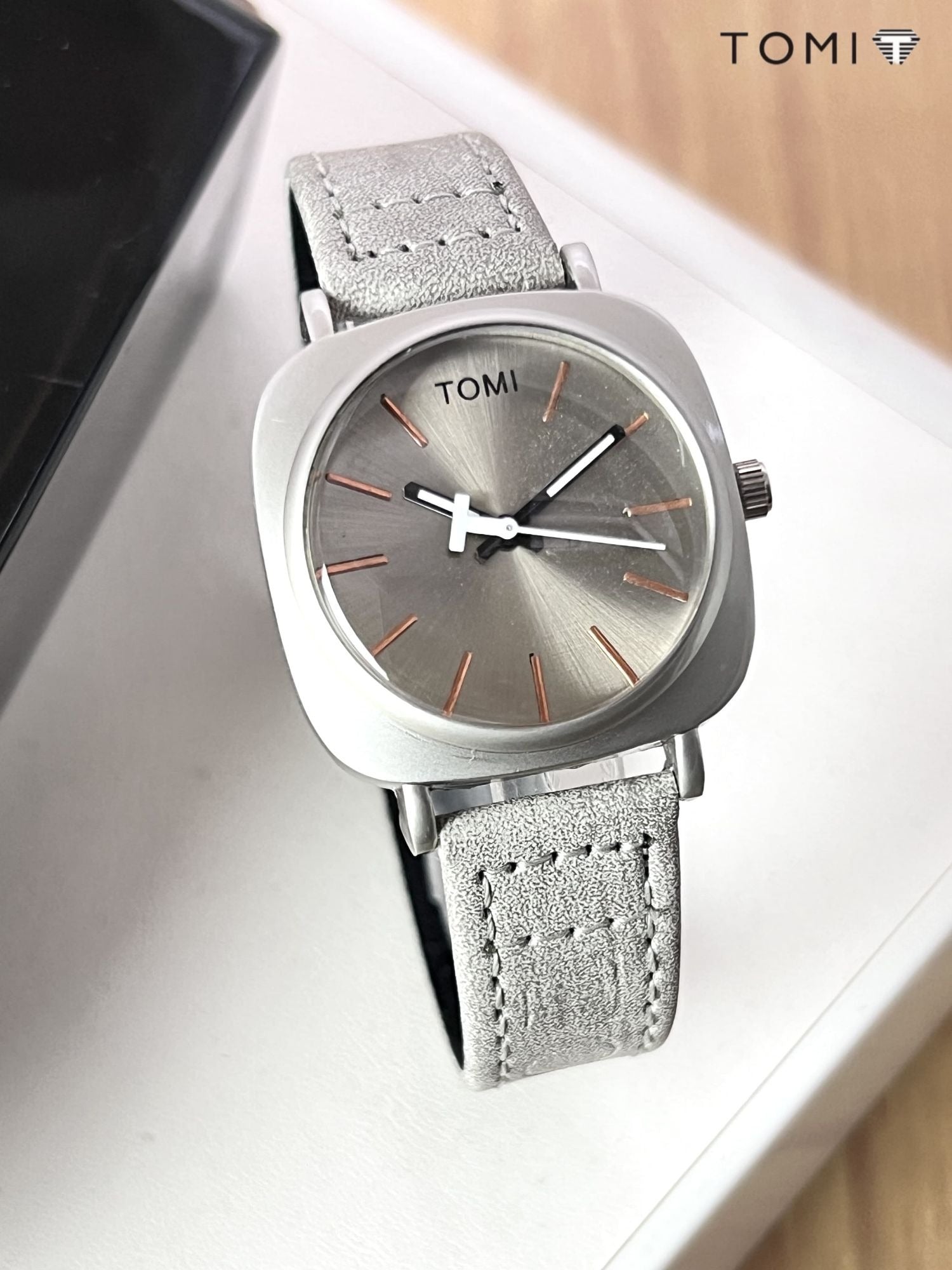 TOMI Original Leather Strap Watch ? Waterproof | Box Included | Elegant Design for Everyday Wear