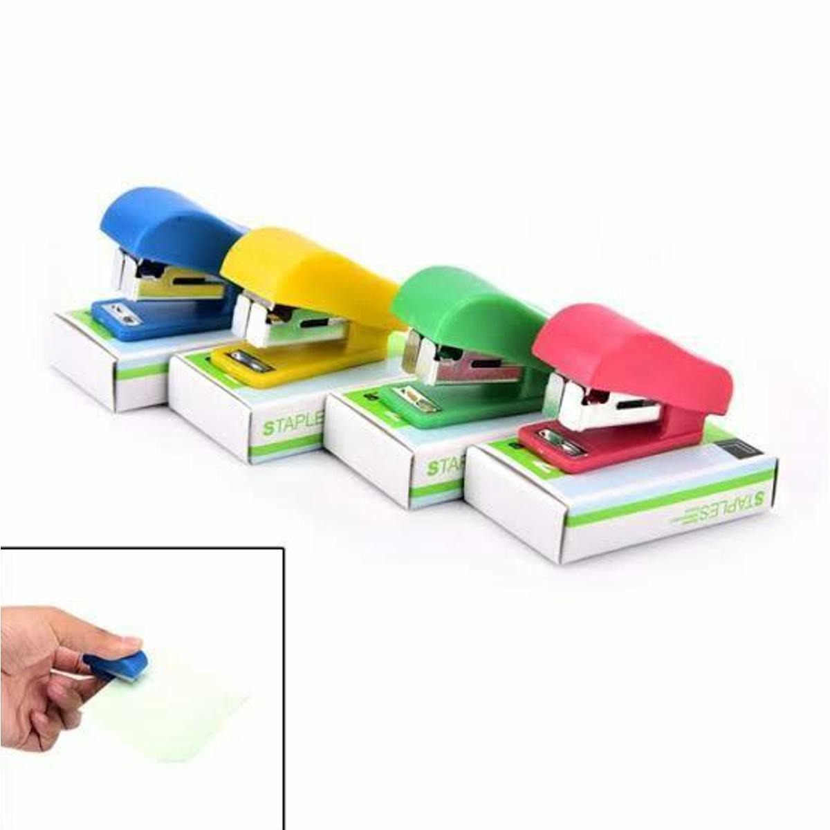 Pack of 2 Mini Staplers with Pins ? Compact, Smooth, and High-Quality Office &amp; School Use (Random color)
