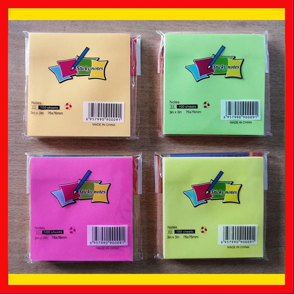3x3 Inches Sticky Notes Pack ? 100 Sheets Per Pad, Strong Adhesive Backing, Easy to Write On, Peel-Off Convenience, Perfect for Home, Office, and School Use (Random Color)