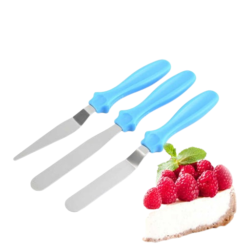 3-Piece Cake Decorating Knife Set ? Stainless Steel Spatula &amp; Cream Spreader Tools (Multi-Color)