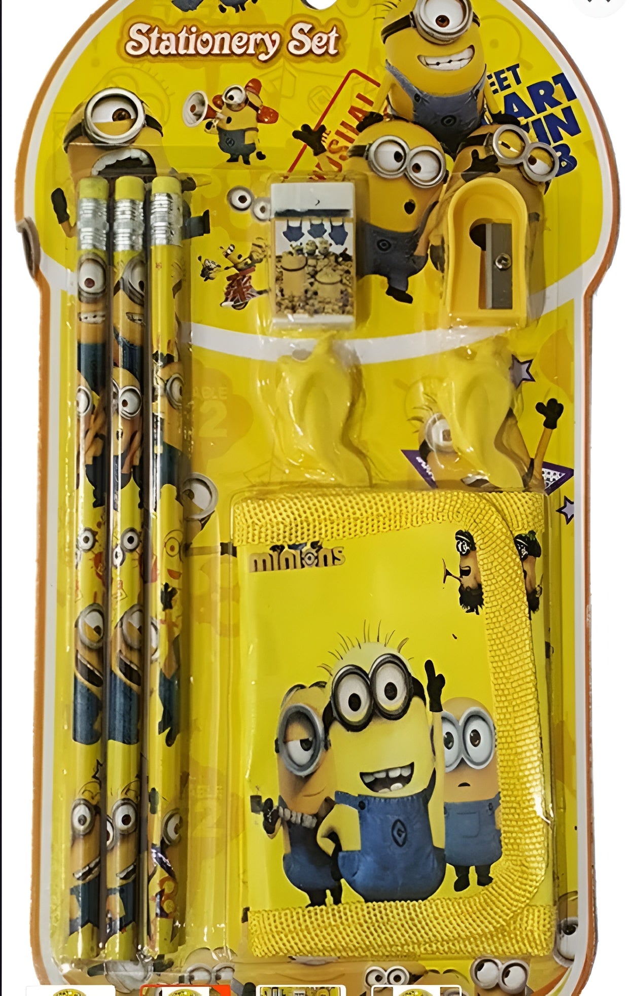 8 Pcs Disney Stationery Gift Set for Kids ? Includes Pencils, Eraser, Sharpener, Pencil Caps &amp; Wallet (Random Character)