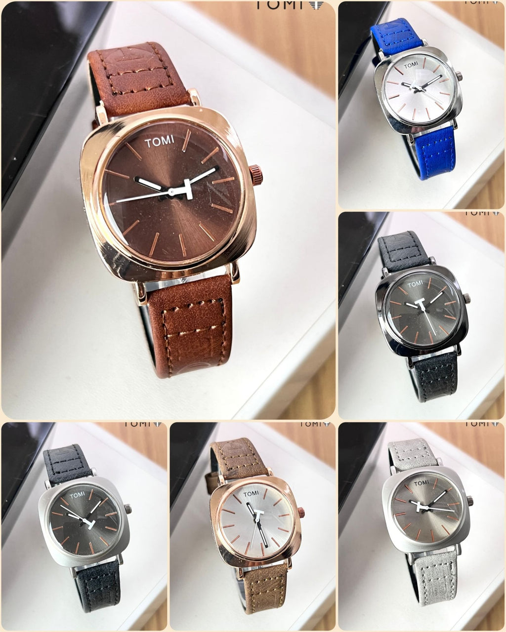 TOMI Original Leather Strap Watch ? Waterproof | Box Included | Elegant Design for Everyday Wear