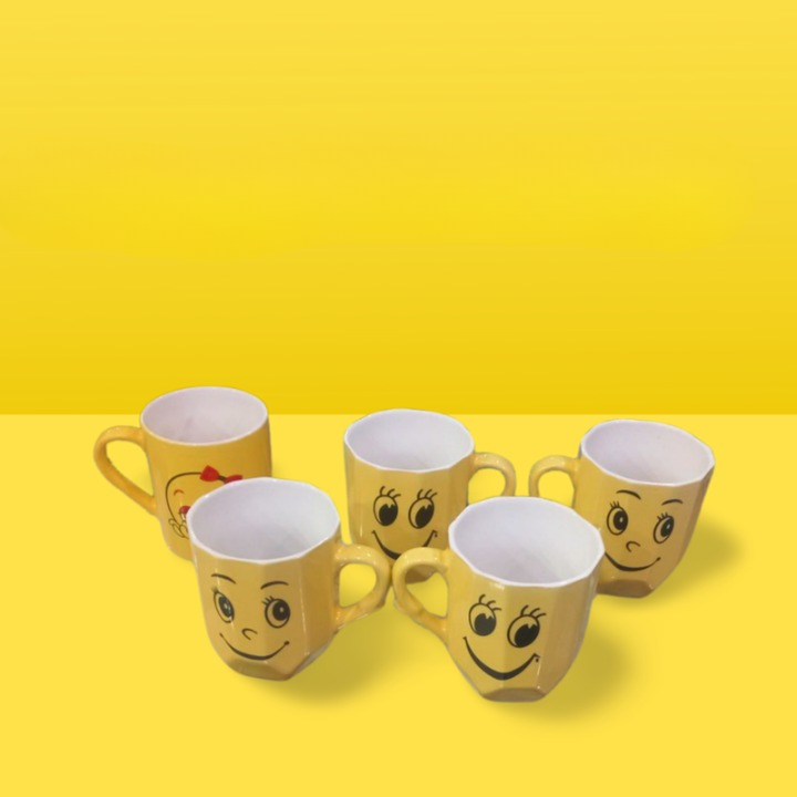 Smart and Cute Emoji Ceramic Smiley Cup with Spoon ? Stylish Tea and Coffee Mug, Perfect Gift for Birthday, Celebration, and Decoration (Random Designs)