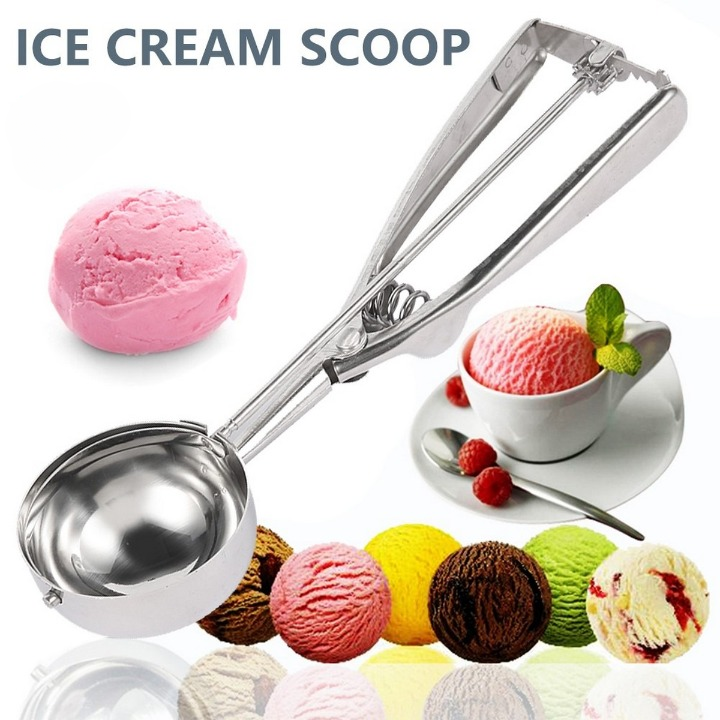 Premium Stainless Steel Ice Cream Scoop ? Heavy Duty Metal Scooper Spoon, Dishwasher Safe, Ergonomic Handle for Frozen Yogurt, Gelato, Sundaes &amp; More ? Medium, Silver