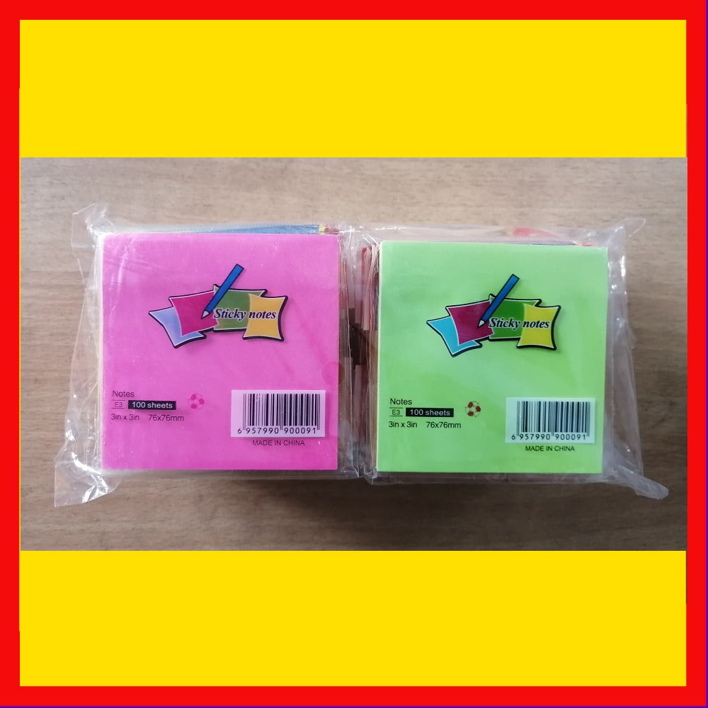 3x3 Inches Sticky Notes Pack ? 100 Sheets Per Pad, Strong Adhesive Backing, Easy to Write On, Peel-Off Convenience, Perfect for Home, Office, and School Use (Random Color)
