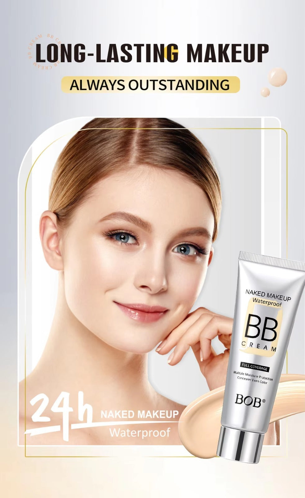 BOB Naked Makeup Waterproof Full Coverage BB Cream ? 40 Gram Pack, Original Long-Lasting Formula