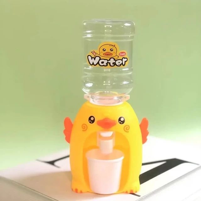 Mini Duck Water Dispenser Toy Drinking Fountain ? Cute Yellow Duck Design with Realistic Water Flow, Eco-Friendly ABS Material, Battery Operated Kids Pretend Play Toy Gift with Cups for Boys and Girls, Age 3