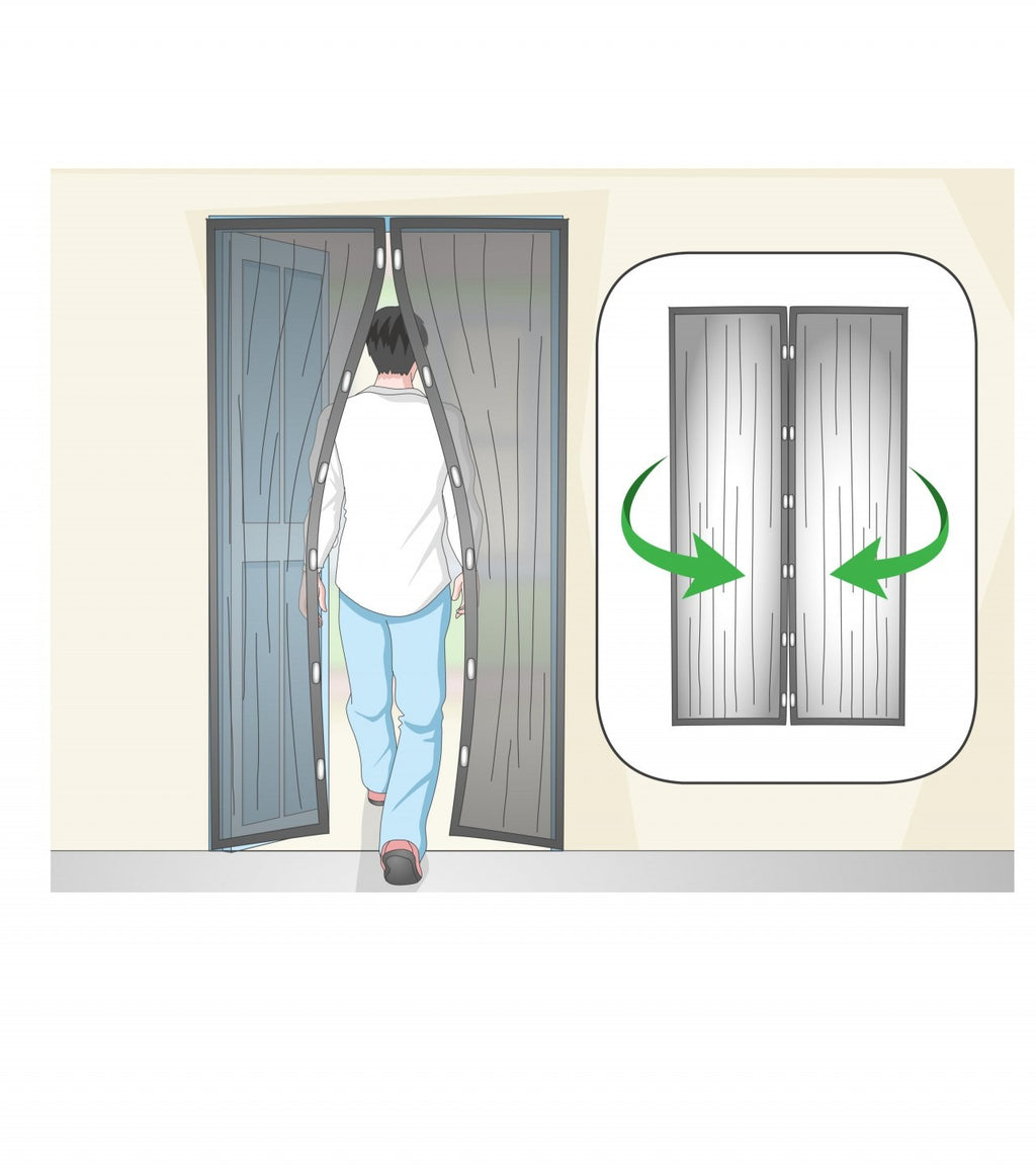 Hands-Free Retractable Magic Mesh Screen Door ? Magnetic Closure, Easy Install, Keeps Bugs Out