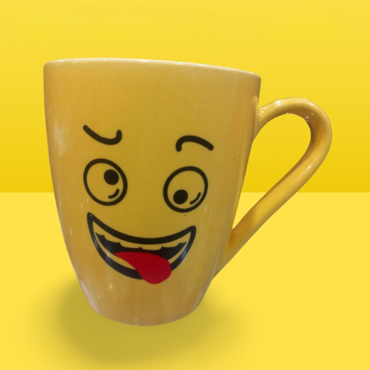 Smart and Cute Emoji Ceramic Smiley Cup with Spoon ? Stylish Tea and Coffee Mug, Perfect Gift for Birthday, Celebration, and Decoration (Random Designs)
