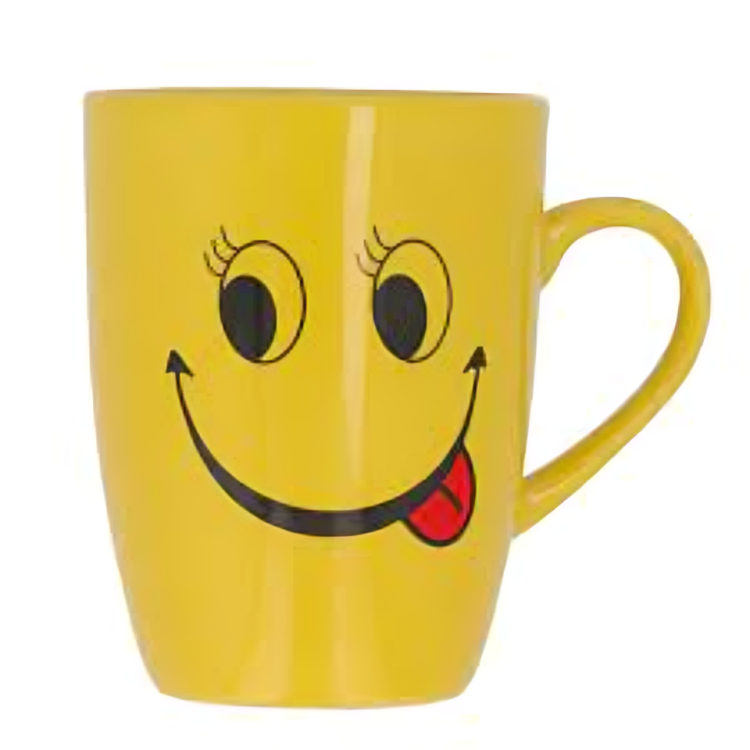 Smart and Cute Emoji Ceramic Smiley Cup with Spoon ? Stylish Tea and Coffee Mug, Perfect Gift for Birthday, Celebration, and Decoration (Random Designs)