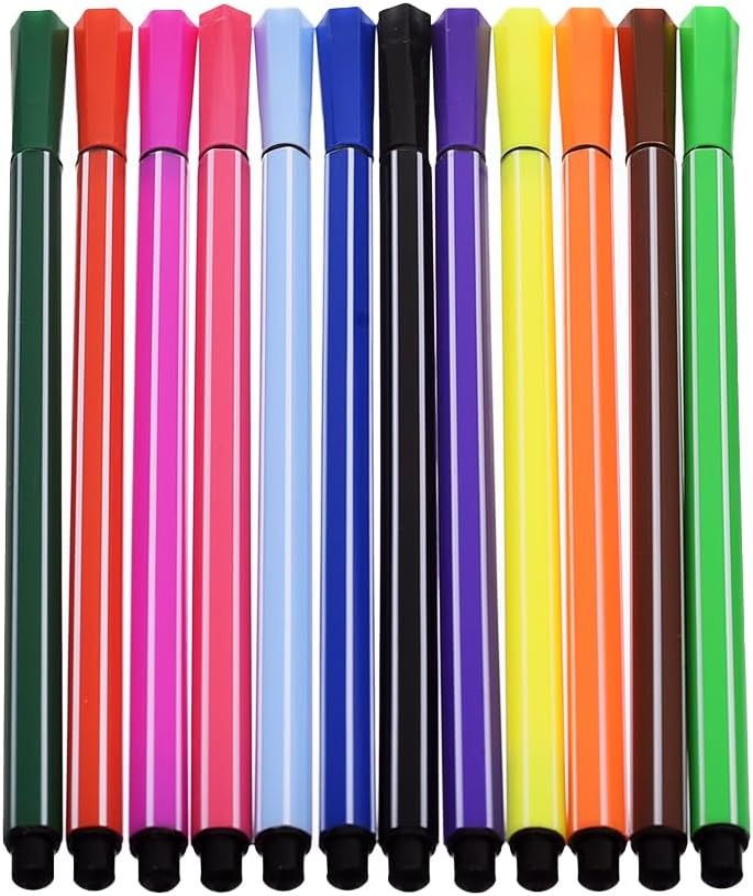 Set of 12 Flomaster Colors ? Yellow/Bird Design ? Kids Drawing &amp; Coloring Markers