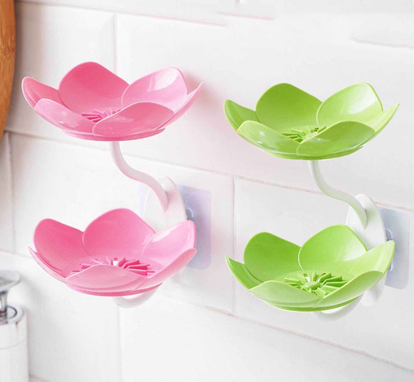 Lotus Flower Wall-Mounted Soap Holder ? Self-Draining Bathroom &amp; Kitchen Organizer