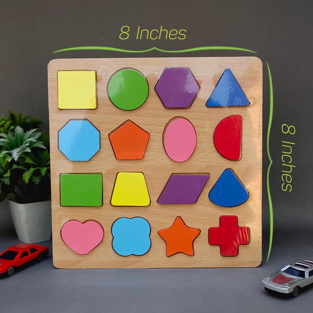 Colorful Geometric Shapes Wooden Cognitive Board Puzzle ? Educational Learning Toy for Kids (1?3 Years, Safe &amp; Durable)