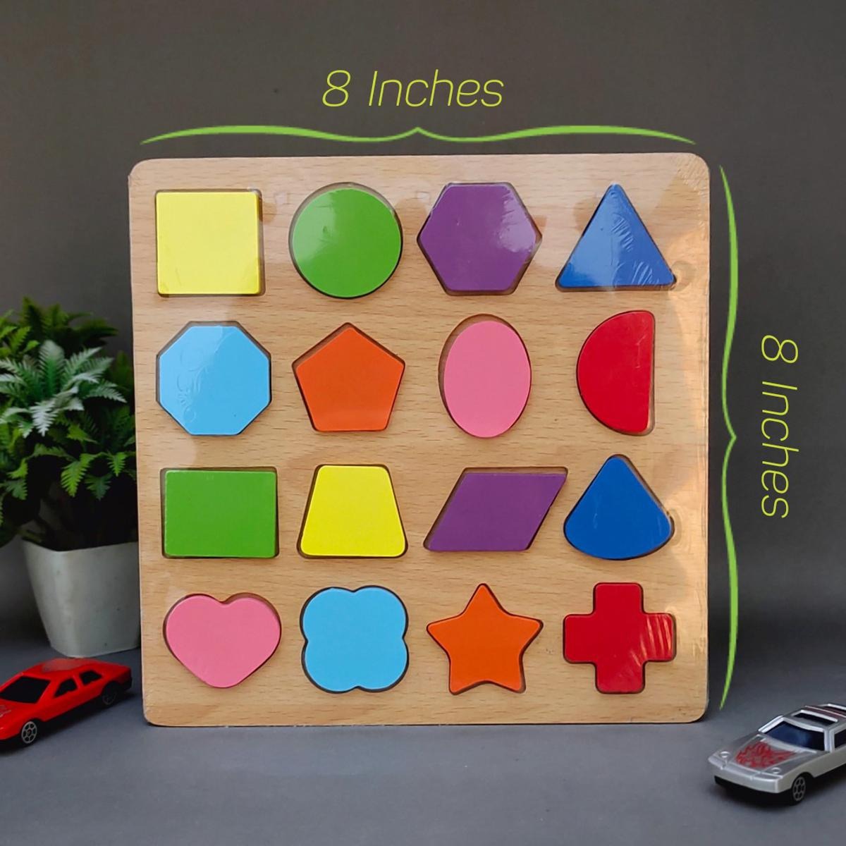 Colorful Geometric Shapes Wooden Cognitive Board Puzzle ? Educational Learning Toy for Kids (1?3 Years, Safe &amp; Durable)