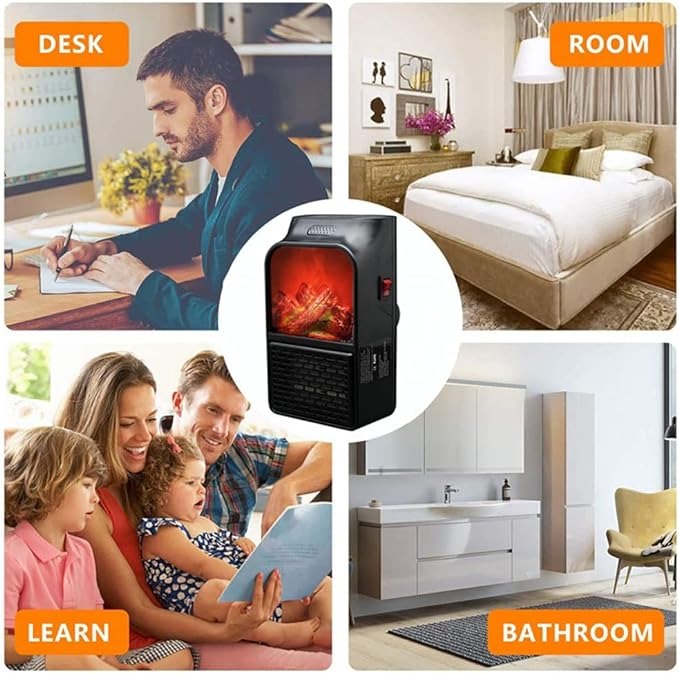 Flame Heater 1000W ? Portable Electric Plug-in Room Heater with Flame Effect &amp; Remote Control