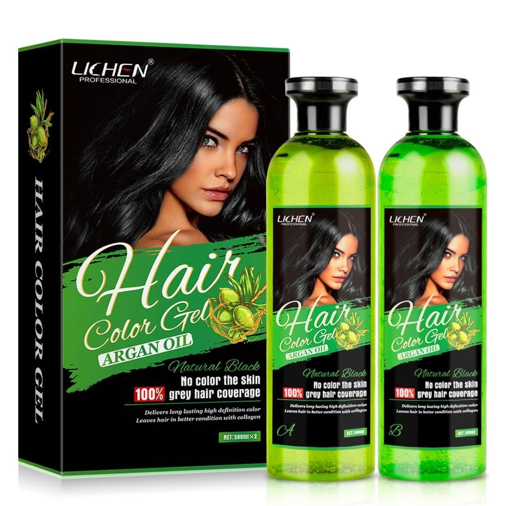 Lichen Professional Hair Color Gel ? 500ML ? Rich, Long-Lasting Black &amp; Dark Brown Shades ? Made in China