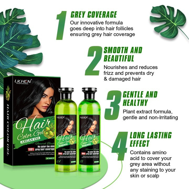 Lichen Professional Hair Color Gel ? 500ML ? Rich, Long-Lasting Black &amp; Dark Brown Shades ? Made in China