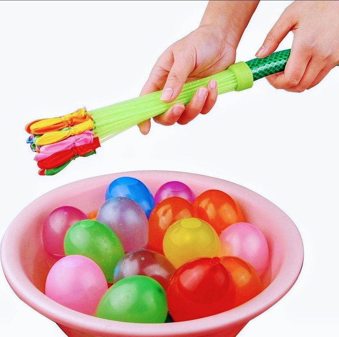 Self-Sealing Water Balloons ? 111 Pcs | Automatic Fill &amp; Tie Magic Balloons with Universal Tap Adapter | Multicolored for Holi &amp; Summer Fun
