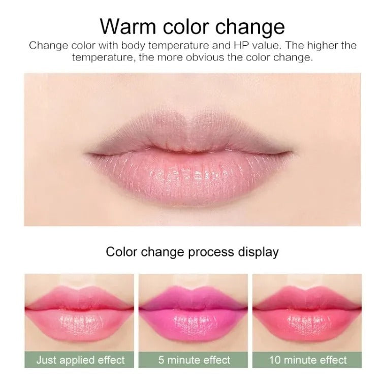 Pack Of 6 Pcs Green Color Changing Lipstick Set ? Creamy Moisturizing Magic Lip Balm, Long-Lasting Hydrating Lipstick with Temperature-Sensitive Shade Shifting to Pink ? Soft &amp; Smooth Lip Care Makeup Kit