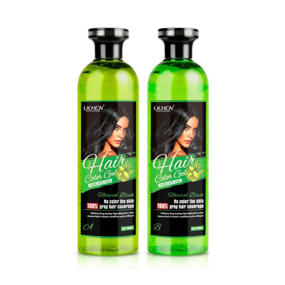 Lichen Professional Hair Color Gel ? 500ML ? Rich, Long-Lasting Black &amp; Dark Brown Shades ? Made in China