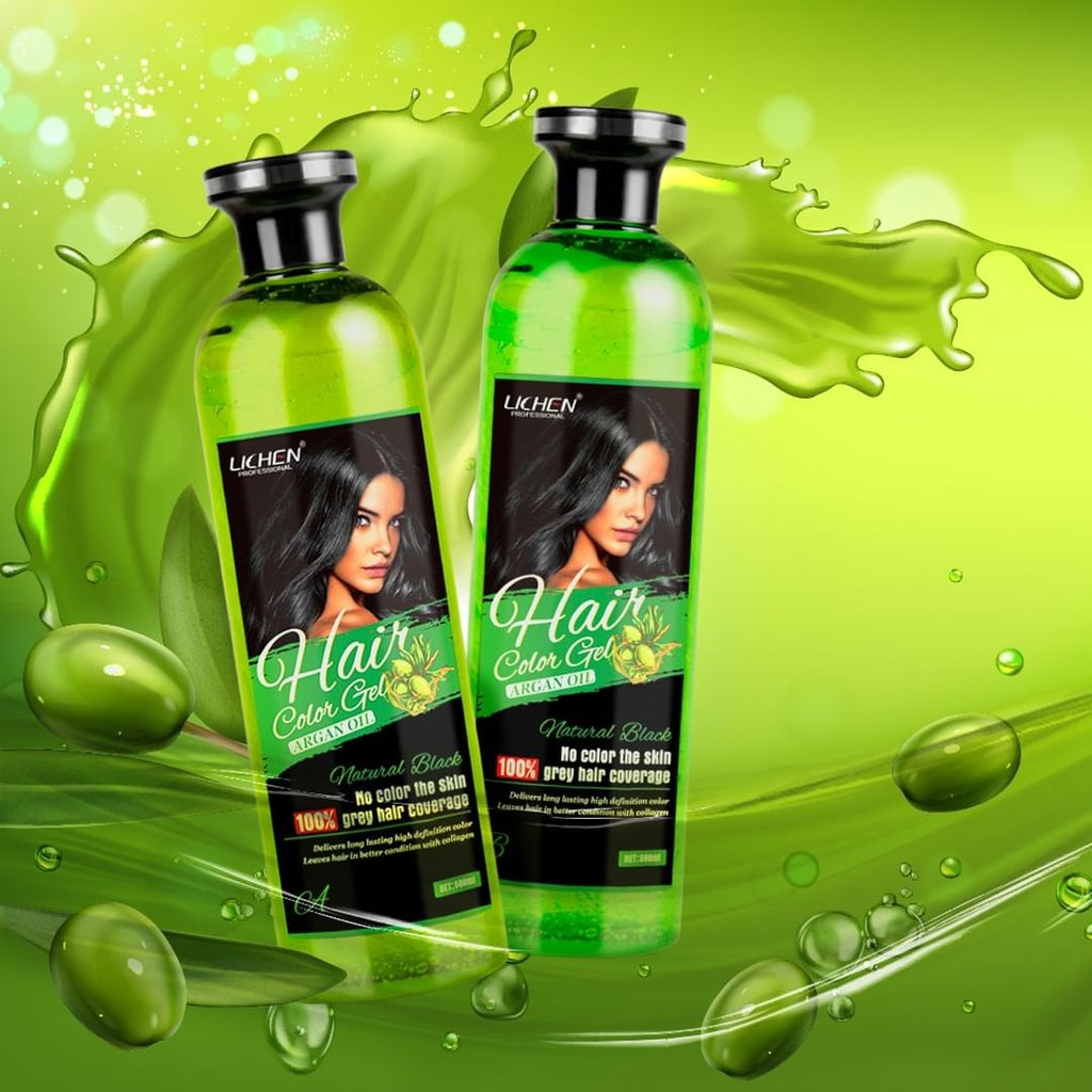 Lichen Professional Hair Color Gel ? 500ML ? Rich, Long-Lasting Black &amp; Dark Brown Shades ? Made in China