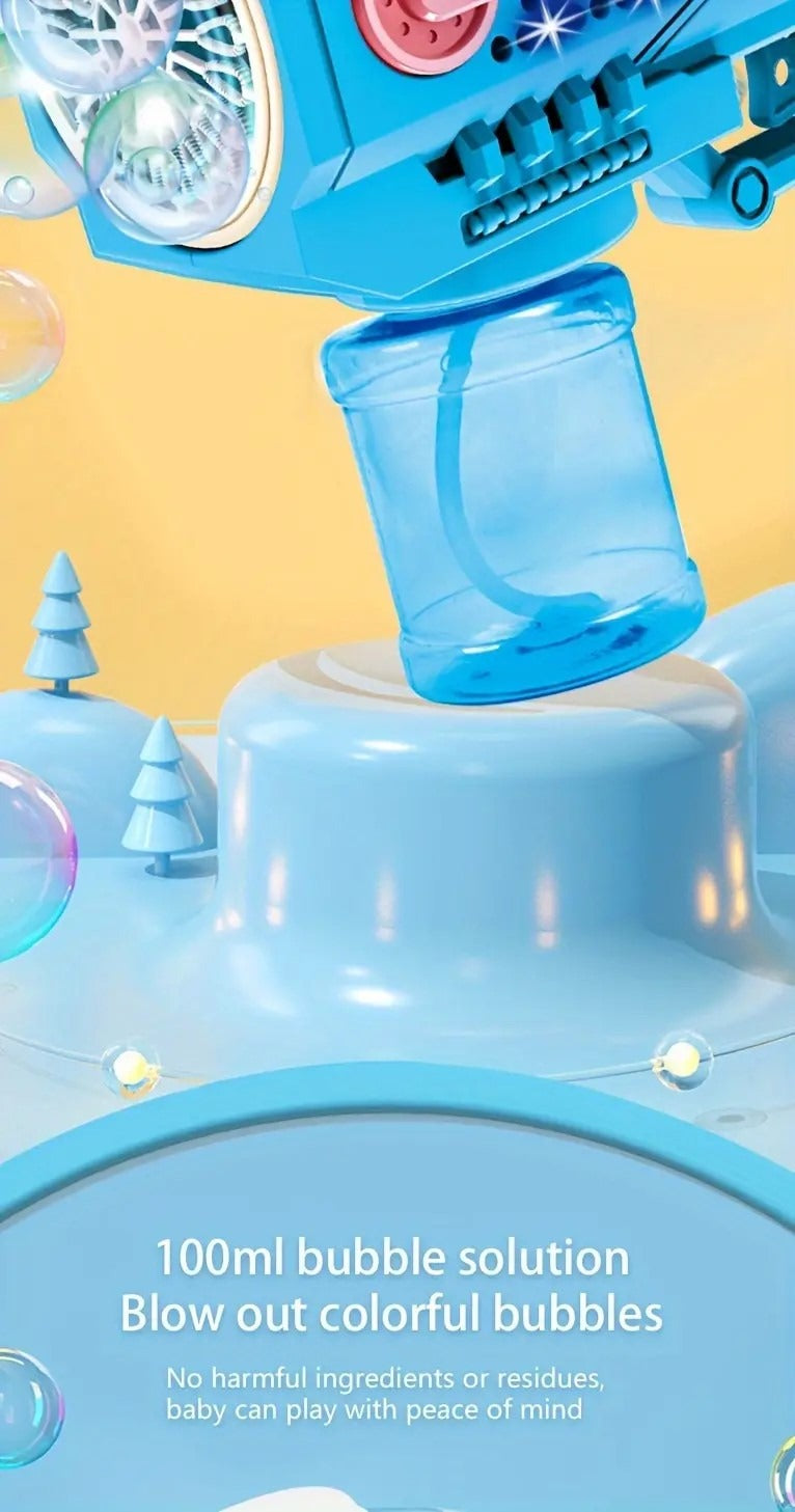 Children?s Handheld Porous Electric Bubble Gun with Lights &amp; Music ? Automatic Mess-Free Bubble Blower with Bottle Fix System for Indoor/Outdoor Play, Pool Parties, Birthdays &amp; Special Events (Random Color)