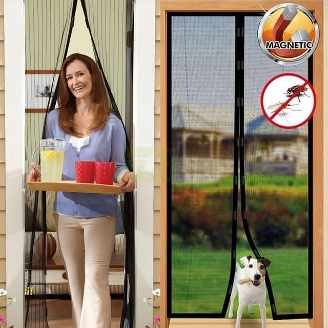 Hands-Free Retractable Magic Mesh Screen Door ? Magnetic Closure, Easy Install, Keeps Bugs Out