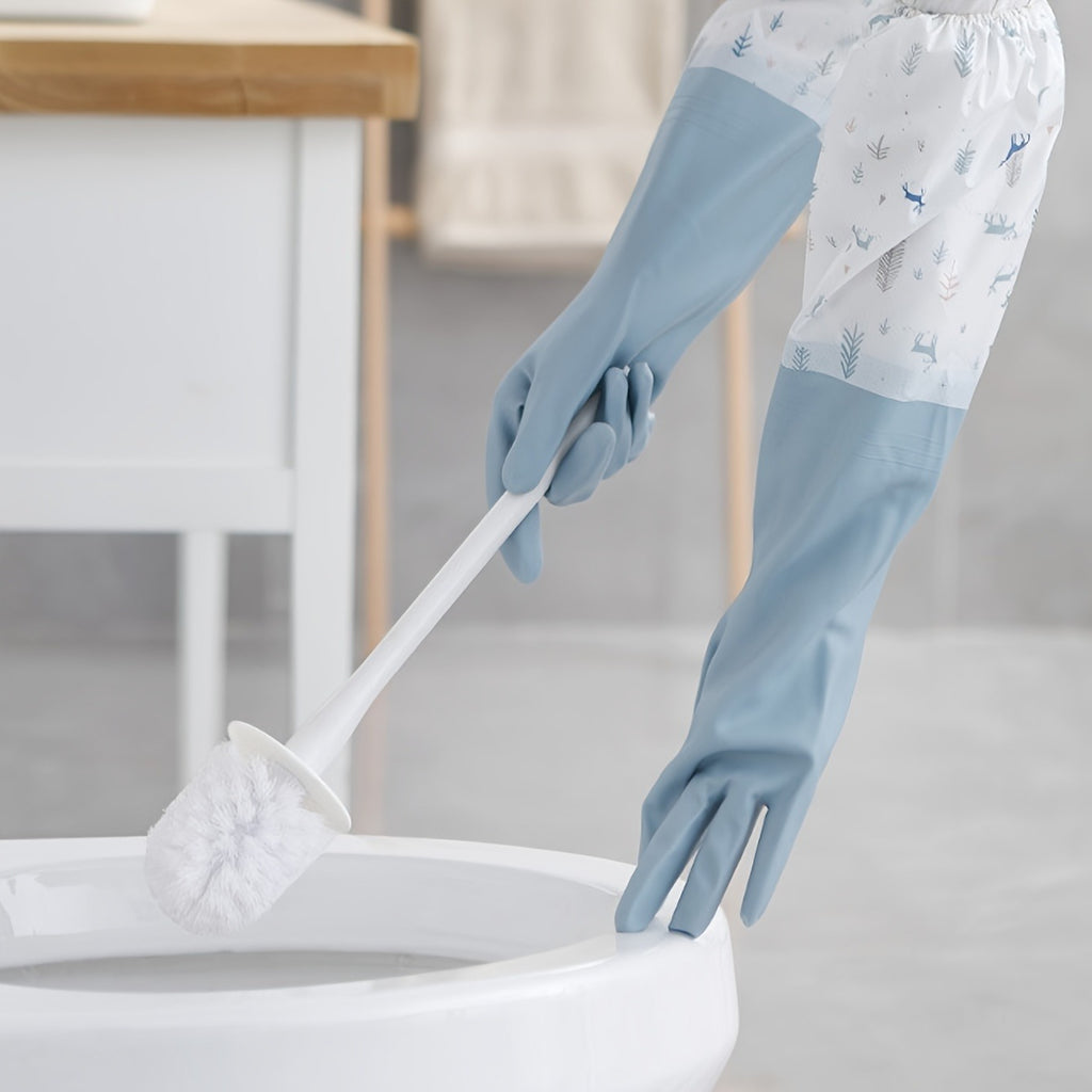 Long Reusable Dishwashing Gloves with Warm Fleece Lining ? Extra Long Waterproof Rubber Cleaning Gloves, Anti-Slip, Heat Resistant for Kitchen, Laundry, and Household Use (Random Color)