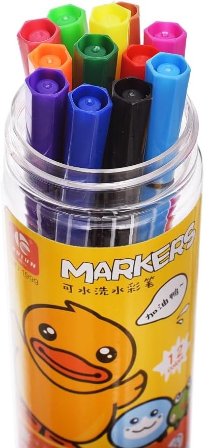 Set of 12 Flomaster Colors ? Yellow/Bird Design ? Kids Drawing &amp; Coloring Markers