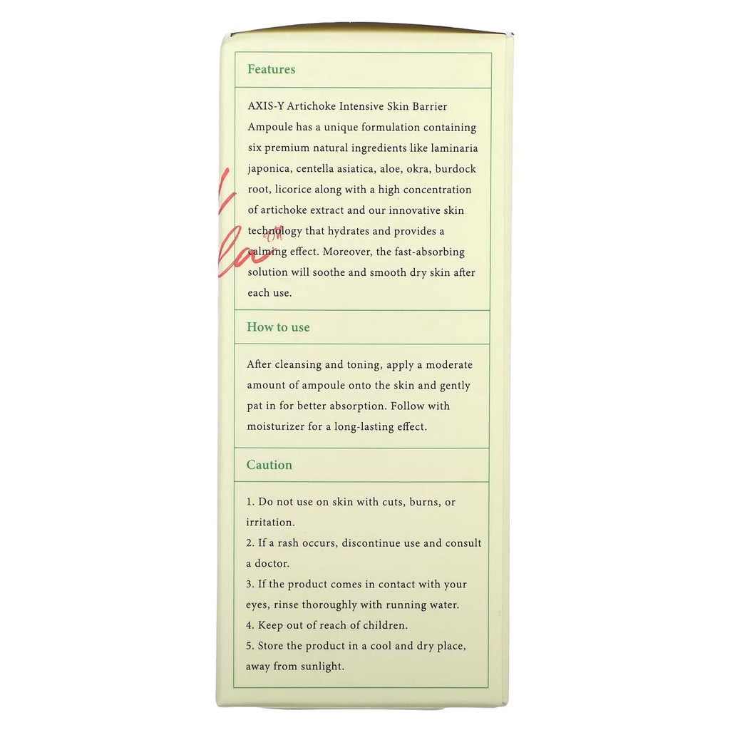 AXIS-Y Artichoke Intensive Skin Barrier Ampoule ? Hydrating &amp; Barrier-Strengthening Serum | 30ml Skin Care (Original)