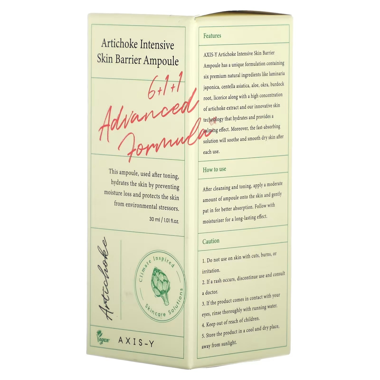 AXIS-Y Artichoke Intensive Skin Barrier Ampoule ? Hydrating &amp; Barrier-Strengthening Serum | 30ml Skin Care (Original)