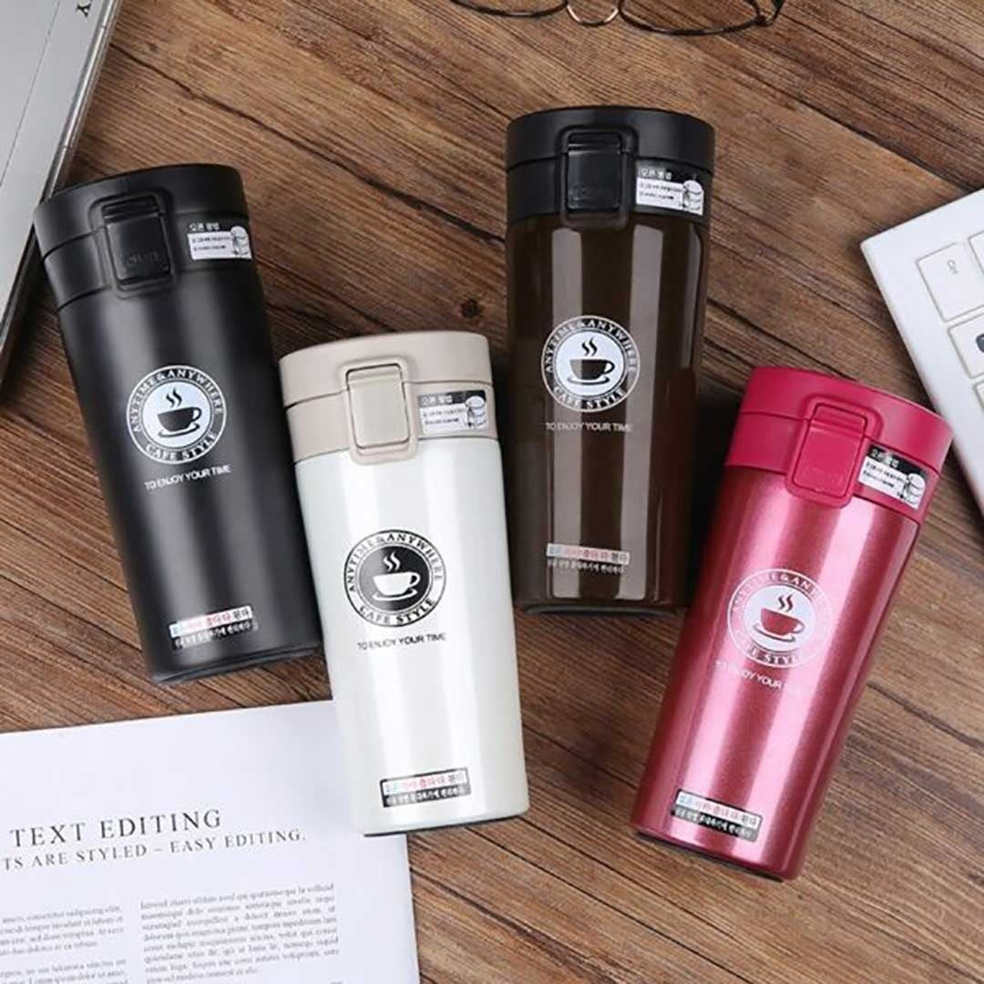 Hot &amp; Cold Stainless Steel Vacuum Flask ? 380ml | Double Wall Insulated Water Bottle | Leakproof Coffee &amp; Tea Thermos Travel Mug (Random Color)
