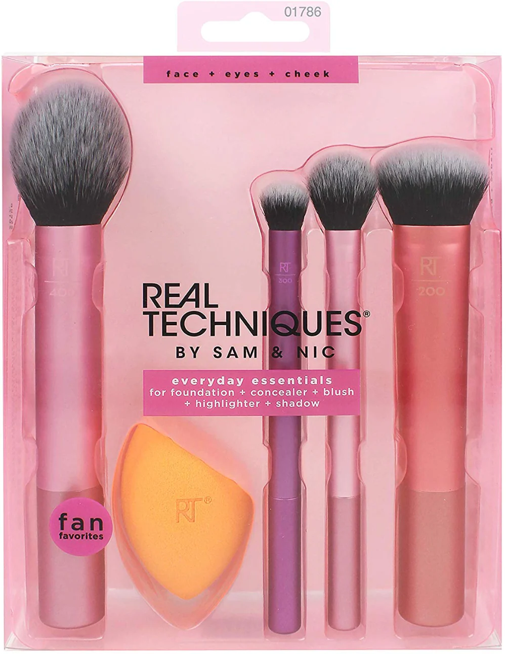 Real Techniques Everyday Essentials Makeup Brush Set with Miracle Complexion Sponge ? Face, Eye &amp; Cheek Kit
