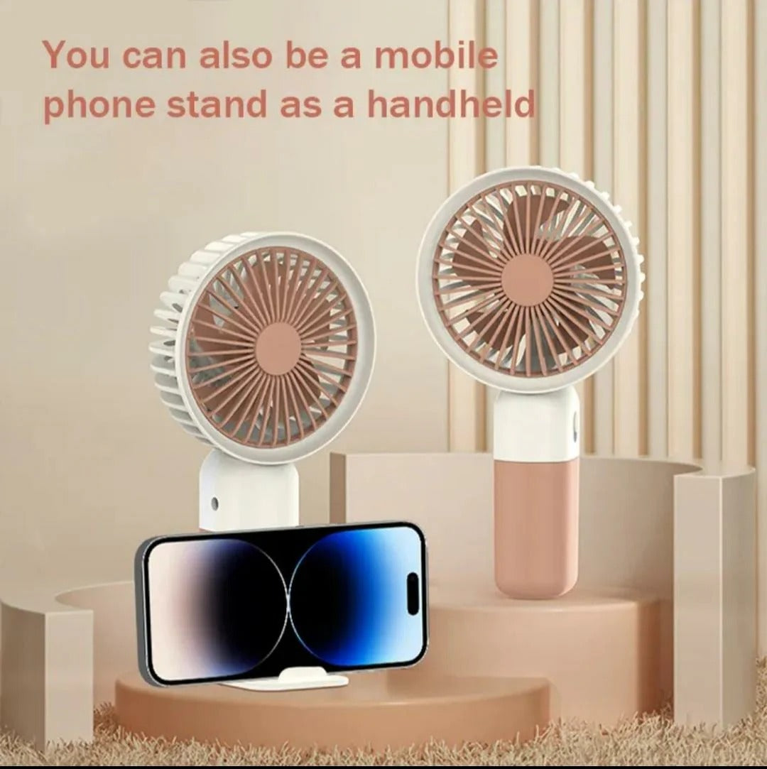 Mini Cute Fan ? Portable USB Rechargeable Handheld Cooling Fan for Kids &amp; Adults, Stand/Base Included (Random Color)