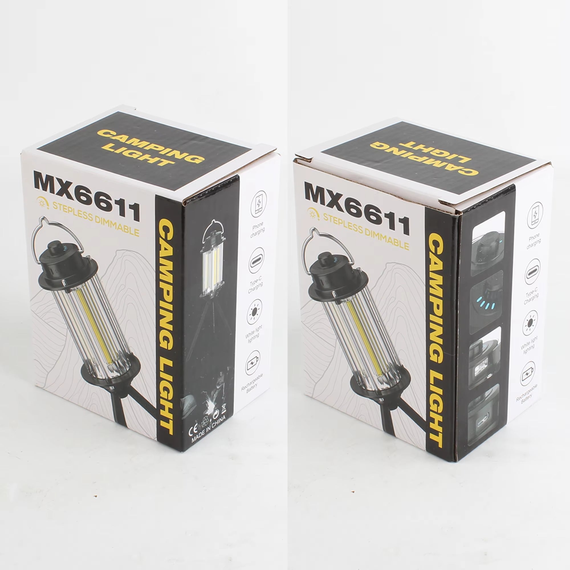 MX6611 Stepless Dimmable LED Camping Light ? Portable Rechargeable Outdoor Lantern with Tripod Stand