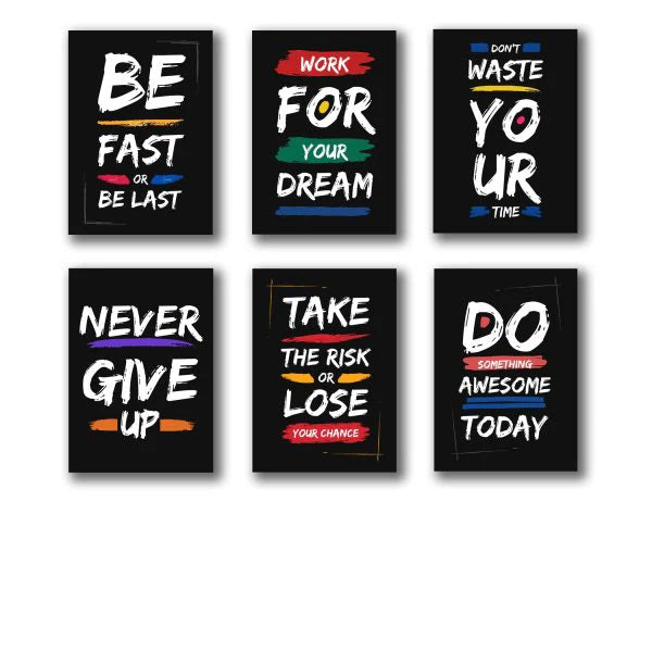 Set Of 6 Motivational Wooden Canvas Frames For Wall Decore 8x11 inches size / Sticky Phototiles Frames