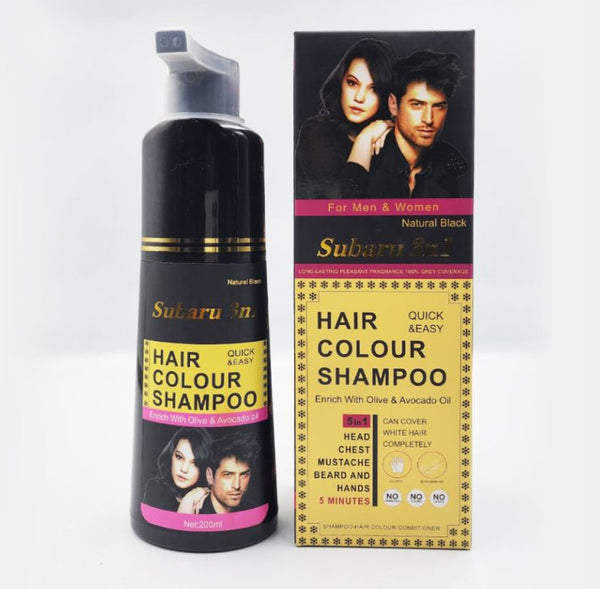 Subaru 3 in 1 Black Hair Color Shampoo | Hair Color Shampoo For Men &amp; Women | Best Quality Shampoo - 200 ml