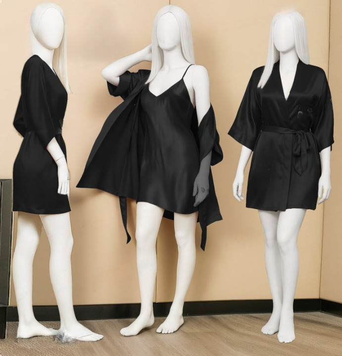 Premium Satin Sleepwear Set ? Robe &amp; Spaghetti Strap Nightdress Combo for Women ? Free Size (DC-2004)