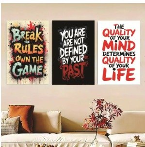 Set of 3 Wooden Photo Tile Wall Art Frames (8×11 Inches) – Premium MDF Spiritual Wall Décor with Easy Stick Back