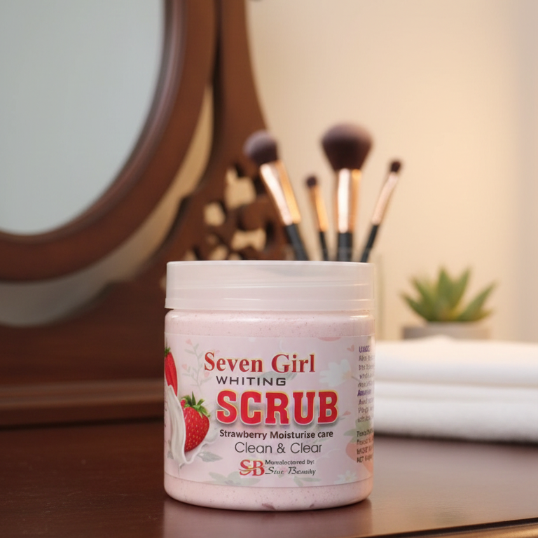Seven Girl Whitening Scrub Strawberry Moisturise Care – Big Size - Image 3