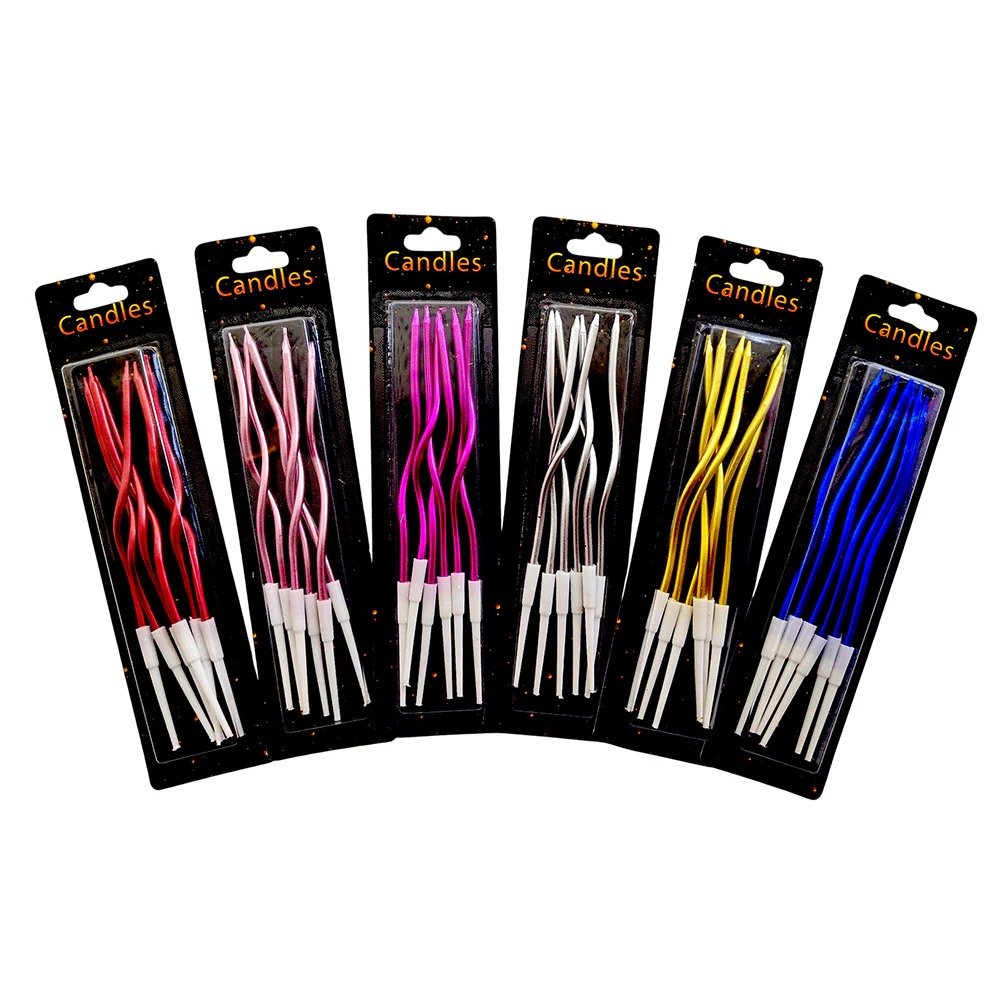 Curved Cake Candles | Pack of 6 | Decorative Cake Toppers for Birthdays, Weddings & Celebrations ( Random Color) - Image 3