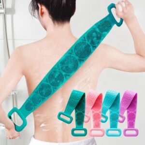 Silicone Back Scrubber Bath Belts – Double-Sided Exfoliating Body Scrubbers for Gentle, Deep Cleansing & Smooth Skin (Random Color)