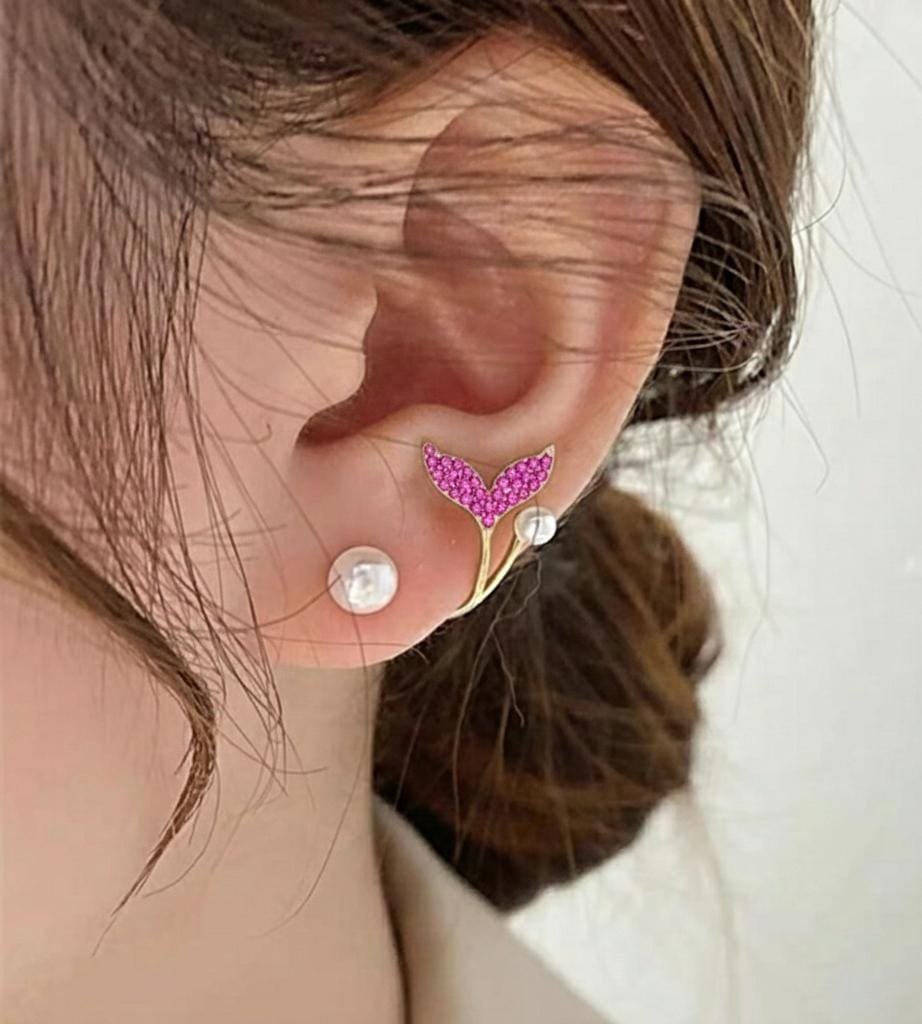 AUJ-939 Korean Fish Tail Earrings – Elegant Fashion Jewellery, Stylish Accessory for Women - Image 4