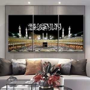3pcs Kaaba And Kalma Stickytiles Frames Providing Spiritual Design Elegant Look Modern Appearance And Home Decoration