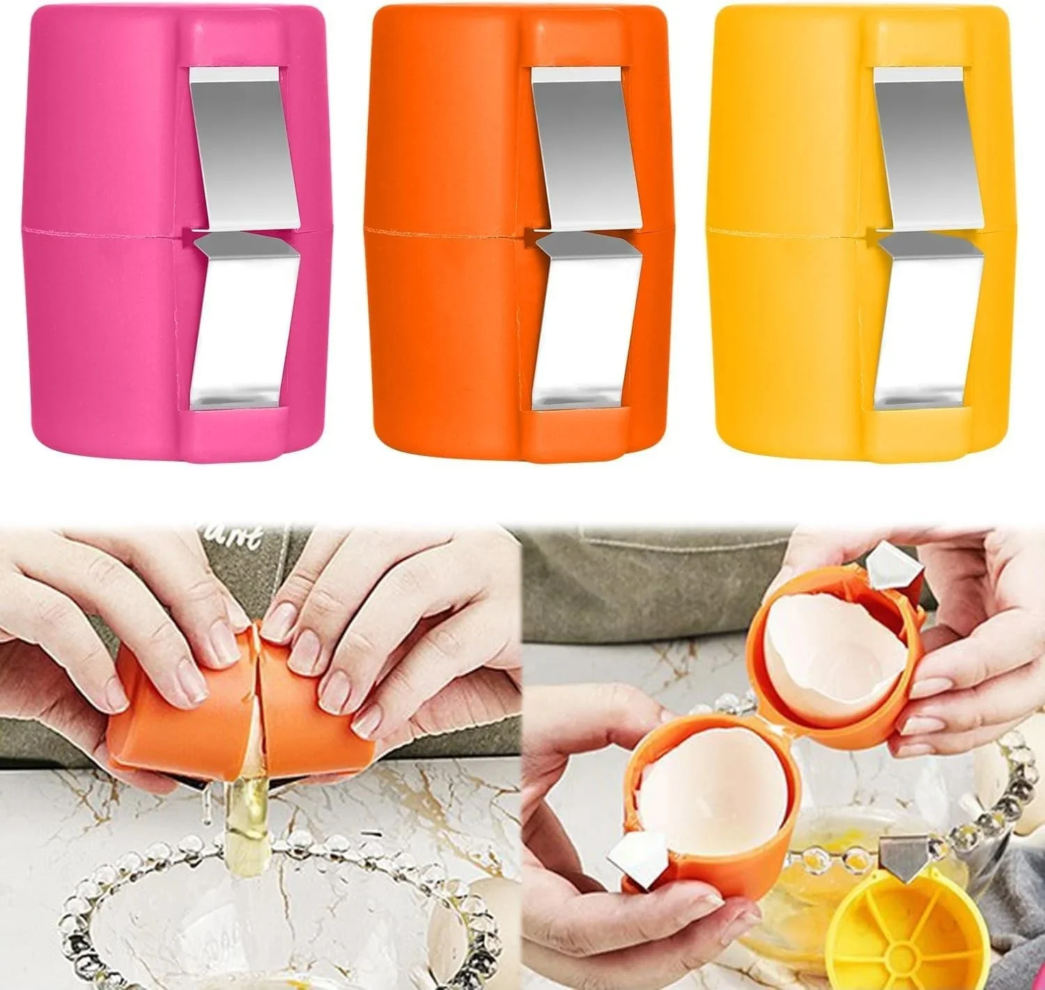 Efficient Egg Opener & Egg Shell Cracker Tool | Stainless Steel Egg Shell Opener Kitchen Gadget for Raw & Boiled Eggs | Random color - Image 6