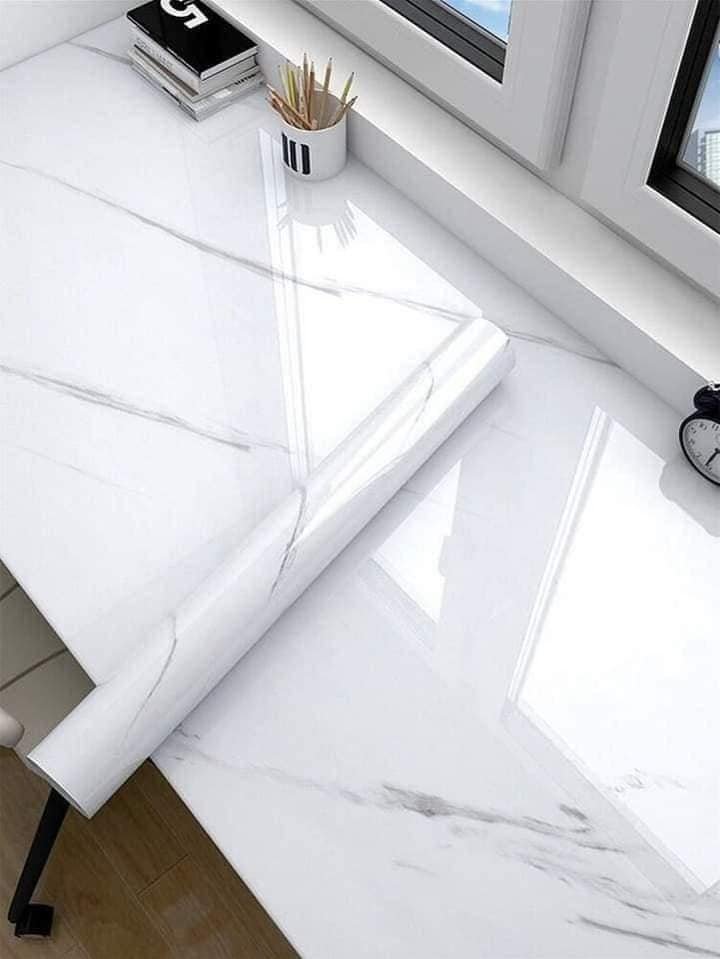 White & Grey | Marble Sheet Sticker 60x200cm | Waterproof Self-Adhesive PVC Wallpaper for Furniture Walls - Image 4