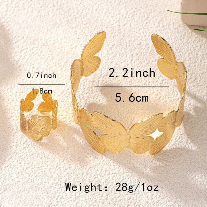 Stylish Alloy Hand Cuff Ring Set – Adjustable Fashion Jewelry for Women in Silver & Golden (SKU: QST-166) - Image 5