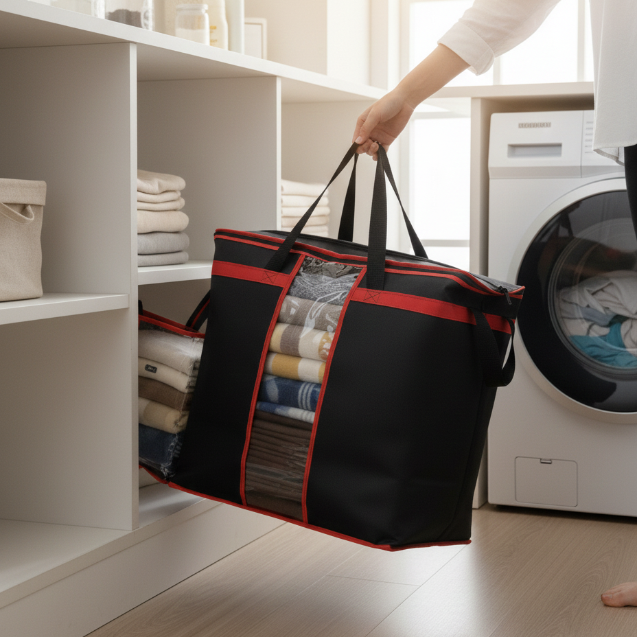 Large Storage Bag Organizers – Heavy-Duty Clothes & Blanket Storage Solution | Foldable, Spacious, Durable - Image 4