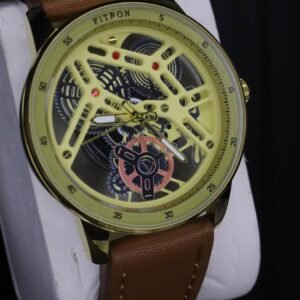 Fitron Classic Chrono: Sophisticated Minimalist Stainless Steel Watch with Genuine Leather Strap and Reliable Quartz Movement ( WITHOUT BOX )