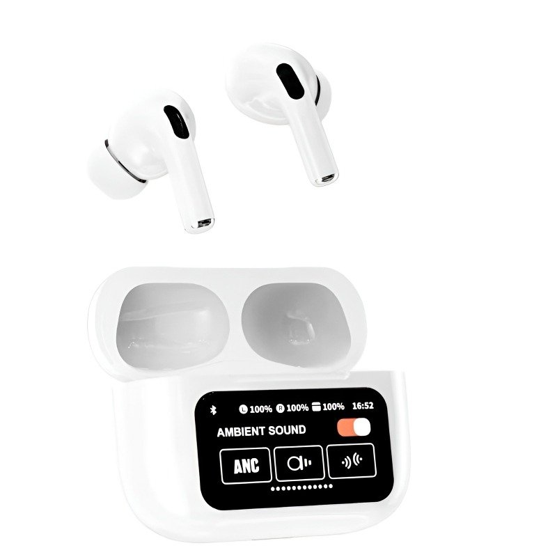 A9 Pro 2 Wireless Earbuds – Bluetooth with ANC+ENC, 4 Pcs Ear Tips, White - Image 3